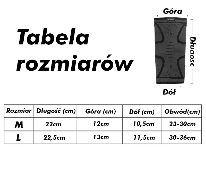 tabela rozmiarów łokieć 