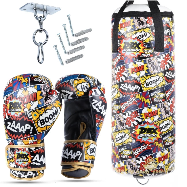 Set für Kinder Cartoon Red – LEER Boxsack + Handschuhe – 75 cm | DBX Bushido