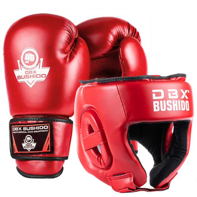 Turnierset: Boxhandschuhe + Kopfschutz ROT
