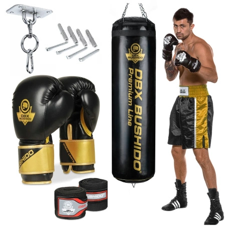 140 cm / 40 kg - Boxset: Premium Boxsack + Boxhandschuhe + Halterung + Wraps