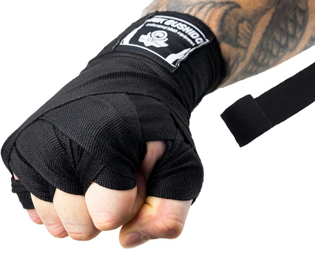 SCHWARZE BOXBANDAGEN, WRAPS, 4 METER, BUSHIDO