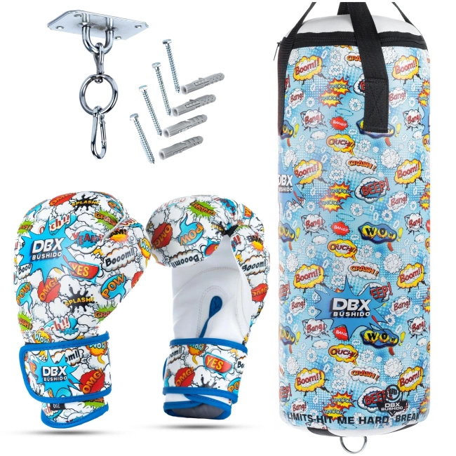 Set für Kinder Cartoon Blue – LEER Boxsack + Handschuhe – 65 cm