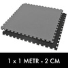 Sicherheitszertifizierte Gymnastikmatte - Puzzle 1x1m - Schwarz - Grau - 4 cm