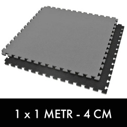 Sicherheitszertifizierte Gymnastikmatte - Puzzle 1x1m - Schwarz - Grau - 4 cm