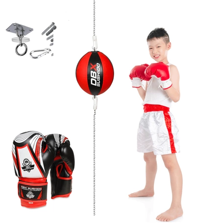 Reflexball + Boxhandschuhe + Halterung - Set für Kinder