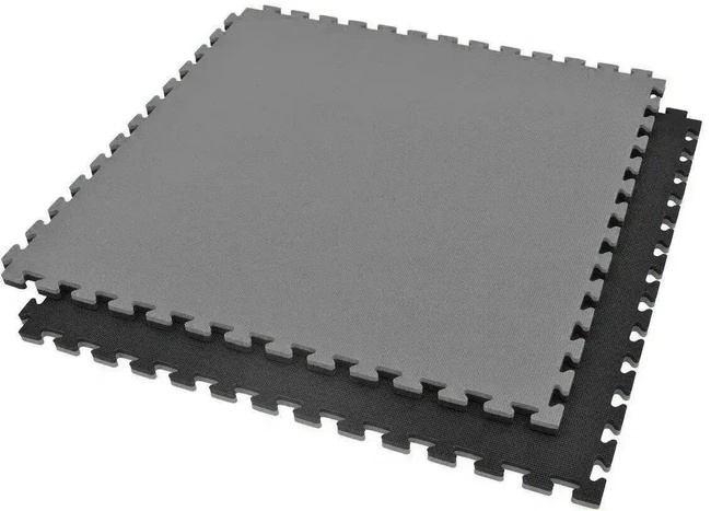 Sicherheitszertifizierte Gymnastikmatte - Puzzle 1x1m - Schwarz - Grau - 4 cm