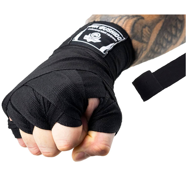SCHWARZE BOXBANDAGEN, WRAPS, 4 METER, BUSHIDO