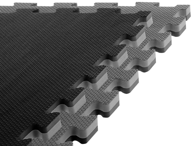 Sicherheitszertifizierte Gymnastikmatte - Puzzle 1x1m - Schwarz - Grau - 4 cm