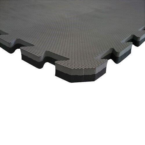 Sicherheitszertifizierte Gymnastikmatte - Puzzle 1x1m - Schwarz - Grau - 4 cm